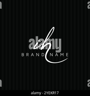 Simple Signature Logo for Alphabet IH - Handwritten Signature for Photography and Fashion Business Stock Vector