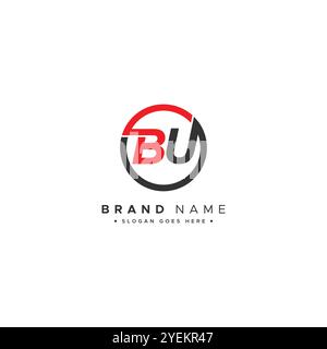 Creative Logo for Initials BU in Monogram Style - Vector Template for Initial Letter B and U Stock Vector