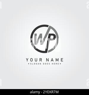 Abstract Letter WP Logo - Initial Monogram Template for Alphabet W and P Stock Vector