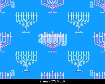 Hanukkah seamless pattern with menorah with nine candle. Jewish festival background for brochures, banners and wrapping paper. Vector illustration Stock Vector