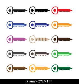Set Of Colourful Vector Of Keys Isolated On White Background Stock Vector