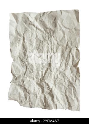 Crumpled lined notebook paper texture on white background with clipping path Stock Photo