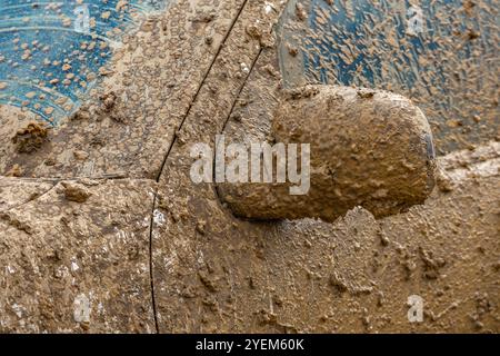 Off-road vehicles, driving in mud, overcoming off-road obstacles in a four-wheel drive car Stock Photo