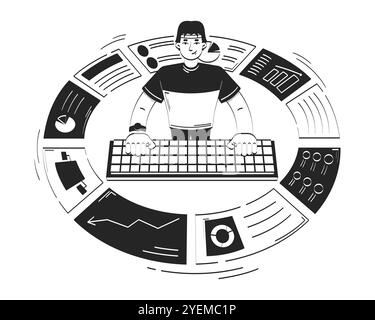 Data analytics business reports doodle line illustration concept Stock Vector