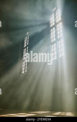 Vertical low angle shot of a church interior with mesmerizing medieval ...