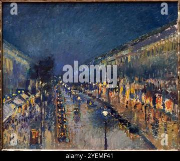 The Boulevard Montmartre at Night, 1897, Camille Pissarro (1830-1903), The National Gallery, London, UK Stock Photo