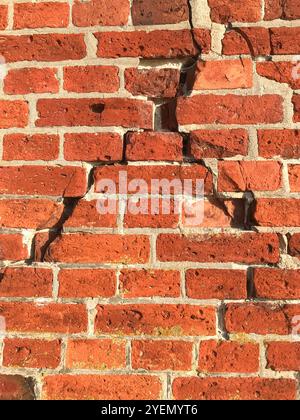 Cracks in a medieval brick wall, Malbork Castle, Poland Stock Photo