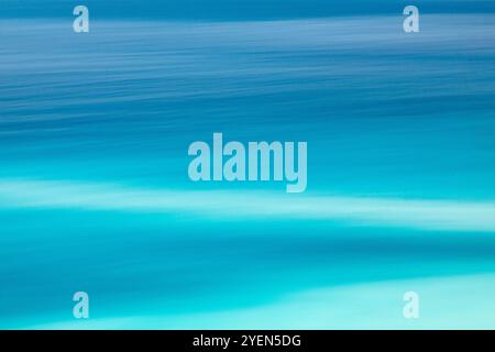 Blue Ocean, ICM, in-camera movement, blur, ocean scape. tranquil shades of blue create an ethereal abstract background Stock Photo