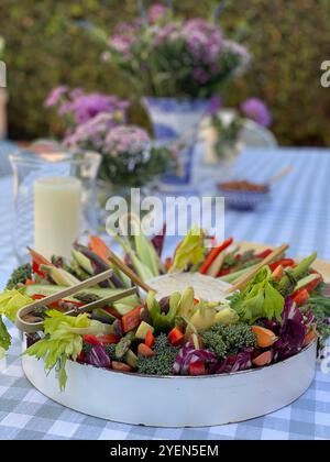 outdoor table setting Stock Photo