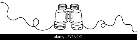 Minimalist vector illustration depicting a pair of binoculars, drawn with a single unbroken line Stock Vector