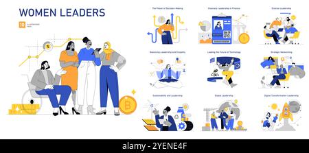 Women Leaders set. Showcasing diversity in leadership roles across ...