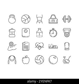 Best Outline Sport Icon Set Design Stock Vector