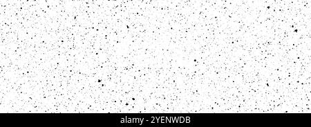 Black and white dirty dot seamless pattern. Grunge dripped sprinkles, particles, dust or splashes wallpaper. Distress noise grain repeated background. Random mottled gritty overlay texture. Vector Stock Vector