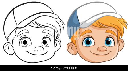 Illustration of a happy boy wearing a cap Stock Vector