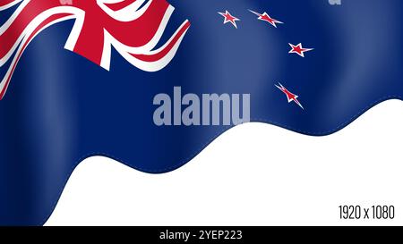 New Zealand country flag realistic independence day background. New Zealand commonwealth banner in motion waving, fluttering in wind. Festive patrioti Stock Vector