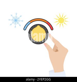 Hand turning down radiator control handle design Stock Vector