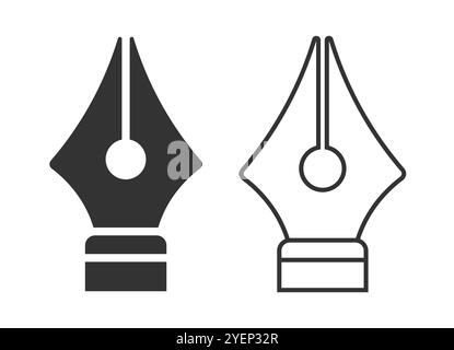 Old fountain pen nibs icon symbol pictogram. Retro vintage fountain nib pen tip logo sign. Calligraphy Ink Pen. Vector illustration image. Isolated on Stock Vector