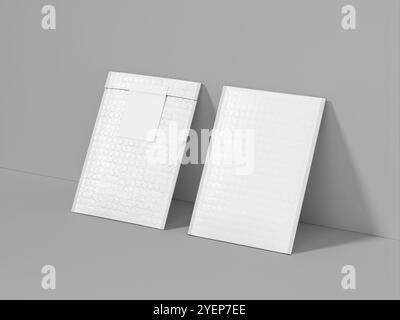 3D White Blank Bubble Mailer Bag With Label Mockup Stock Photo