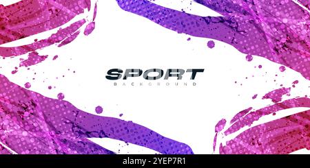 Abstract Sport Background with Red and Purple Gradient Brush Background. Grunge Brushstroke Element for Poster or Banner Design Stock Vector