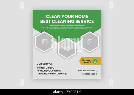 Cleaning service social media post square banner template Stock Vector