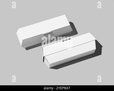 White Blank Two  Eco Paper Food Boxes Mockup 3D Isolated Stock Photo