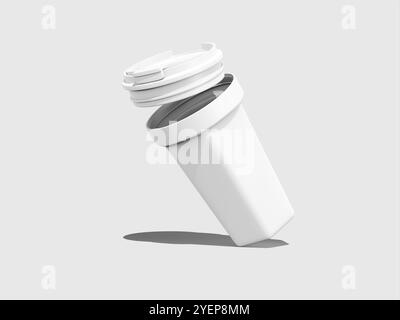 Realistic White Blank Mug Tumbler Isolated Mockup 3D Render Stock Photo