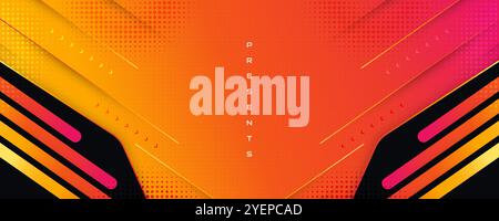 Abstract and Creative Orange Gradient Background with Modern Technology Concept. Cover, Banner or Layout Design Template Stock Vector