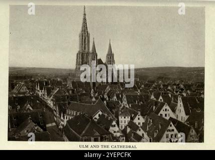 ULM AND THE CATHEDRAL On old-world highways : a book of motor rambles in France and Germany and the record of a pilgrimage from Land's End to John O'Groats in Britain by Murphy, Thos. D. (Thomas Dowler), 1866-1928 Published 1914 by L. C. Page, Boston Stock Photo