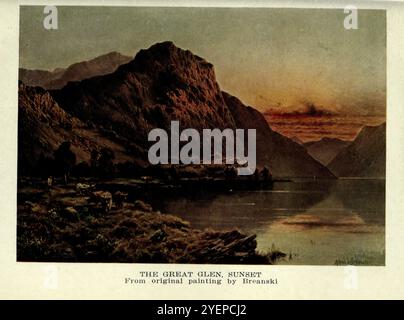 THE GREAT GLEN, SUNSET On old-world highways : a book of motor rambles in France and Germany and the record of a pilgrimage from Land's End to John O'Groats in Britain by Murphy, Thos. D. (Thomas Dowler), 1866-1928 Published 1914 by L. C. Page, Boston Stock Photo