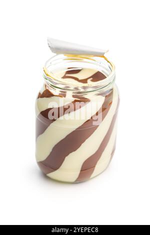 Chocolate cream spread isolated on a white background. Stock Photo