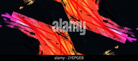 Grunge Sports Background with Brushstrokes in Colorful Gradient Style Stock Vector
