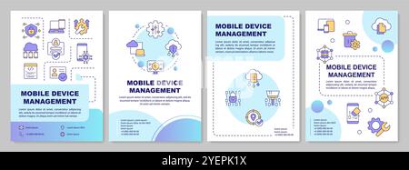 Corporate devices management blue gradient brochure template Stock Vector