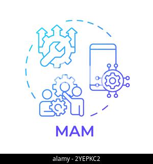 MAM blue gradient concept icon Stock Vector