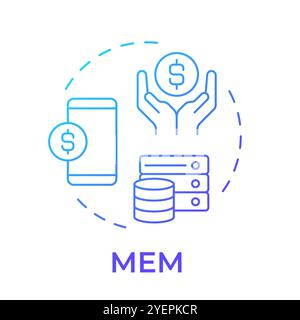MEM blue gradient concept icon Stock Vector