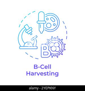 B-cell harvesting blue gradient concept icon Stock Vector