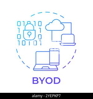 BYOD blue gradient concept icon Stock Vector
