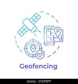 Geofencing blue gradient concept icon Stock Vector