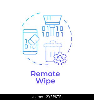 Remote wipe blue gradient concept icon Stock Vector