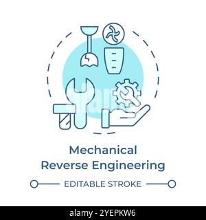 Mechanical reverse engineering soft blue concept icon Stock Vector