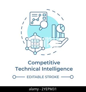 Competitive technical intelligence soft blue concept icon Stock Vector