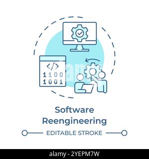 Software reverse engineering soft blue concept icon Stock Vector
