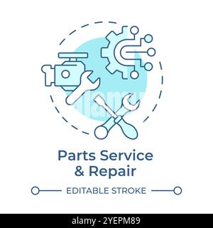 Parts service and repair soft blue concept icon Stock Vector