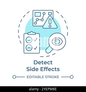 Detect side effects soft blue concept icon Stock Vector