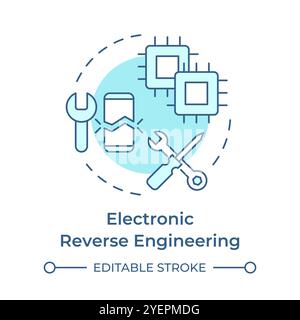 Electronic reverse engineering soft blue concept icon Stock Vector