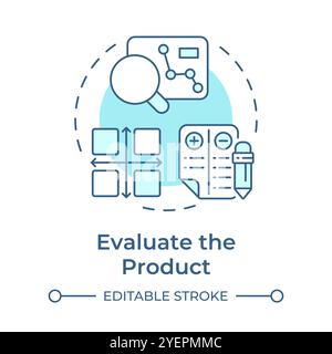Evaluate product soft blue concept icon Stock Vector