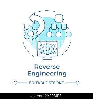 Reverse engineering soft blue concept icon Stock Vector