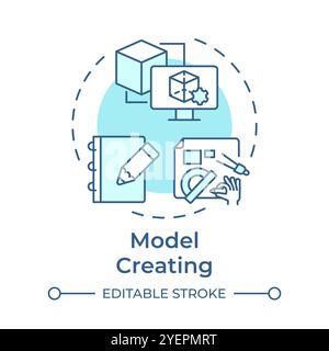 Model creating soft blue concept icon Stock Vector