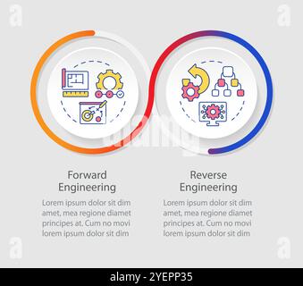 Forward vs reverse engineering infographics circles sequence Stock Vector