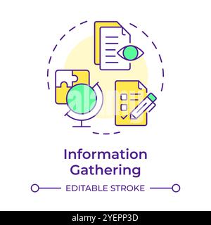 Information gathering multi color concept icon Stock Vector
