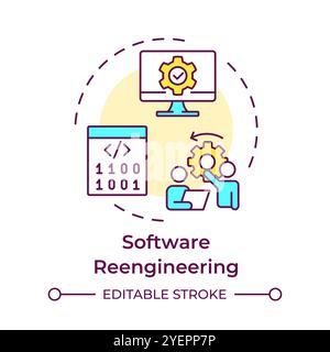 Software reverse engineering multi color concept icon Stock Vector